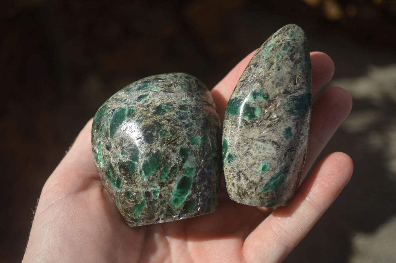 Polished Emerald In Matrix Standing Free Forms x 6 From Sandawana, Zimbabwe - TopRock