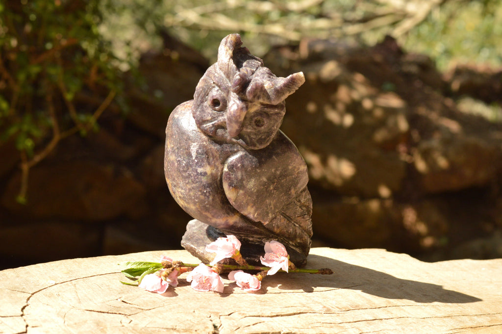 Polished Hand Carved Beautiful Purple Lepidolite Owl x 1 From Zimbabwe - TopRock
