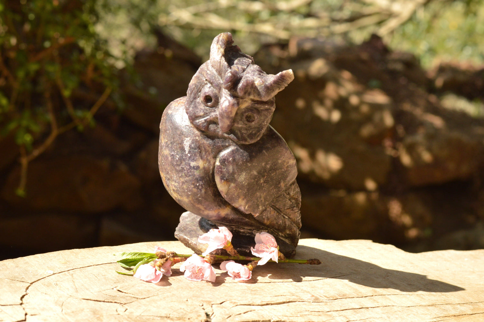 Polished Hand Carved Beautiful Purple Lepidolite Owl x 1 From Zimbabwe - TopRock