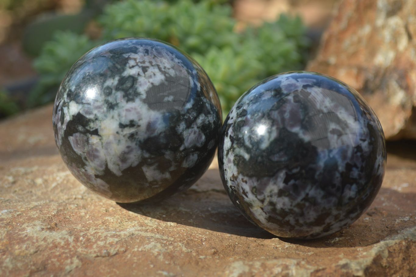 Polished Merlinite Gabbro Spheres  x 4 From Madagascar - Toprock Gemstones and Minerals 