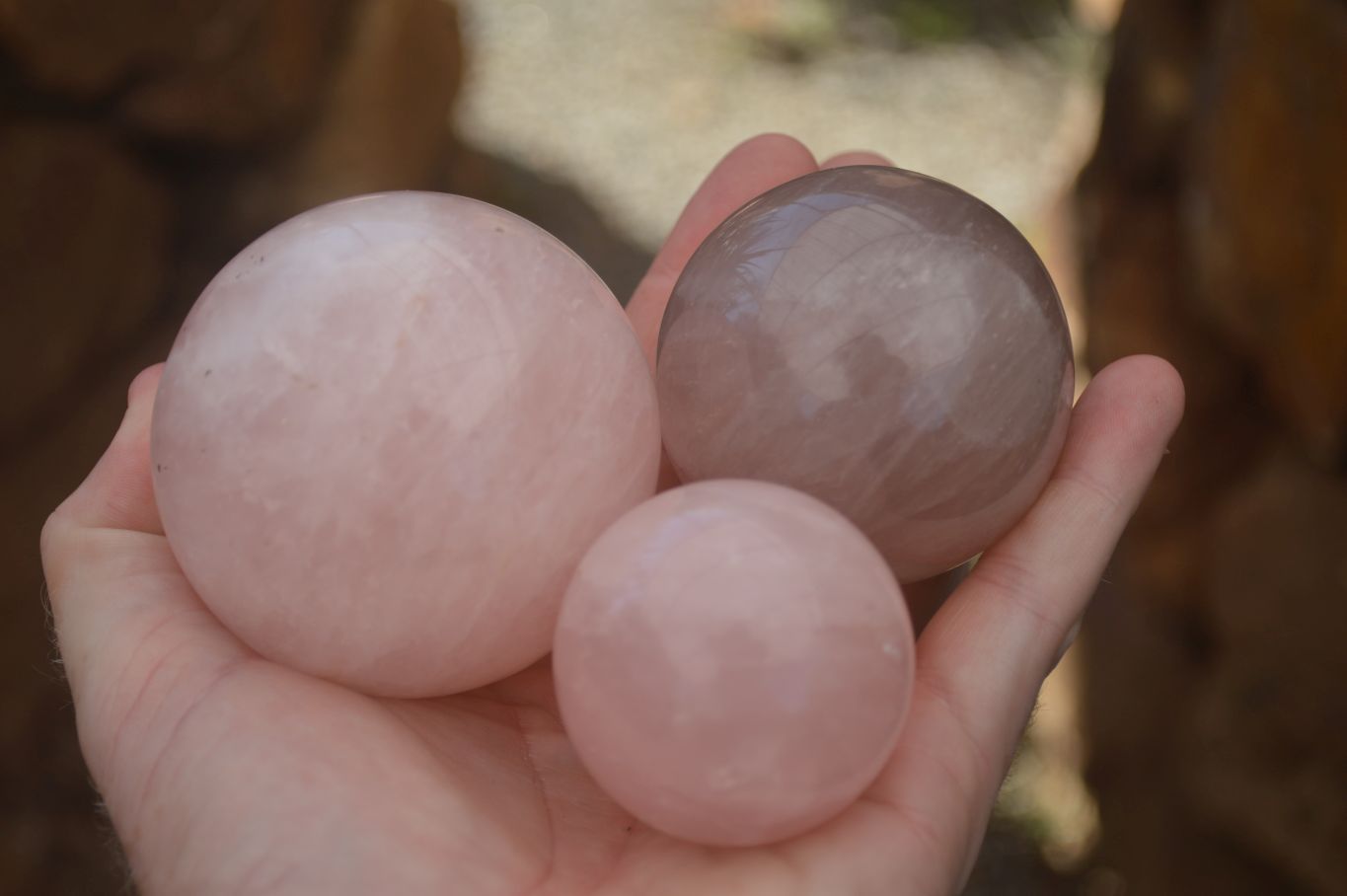 Polished Pink Rose Quartz Spheres  x 6 From Ambatondrazaka, Madagascar - TopRock