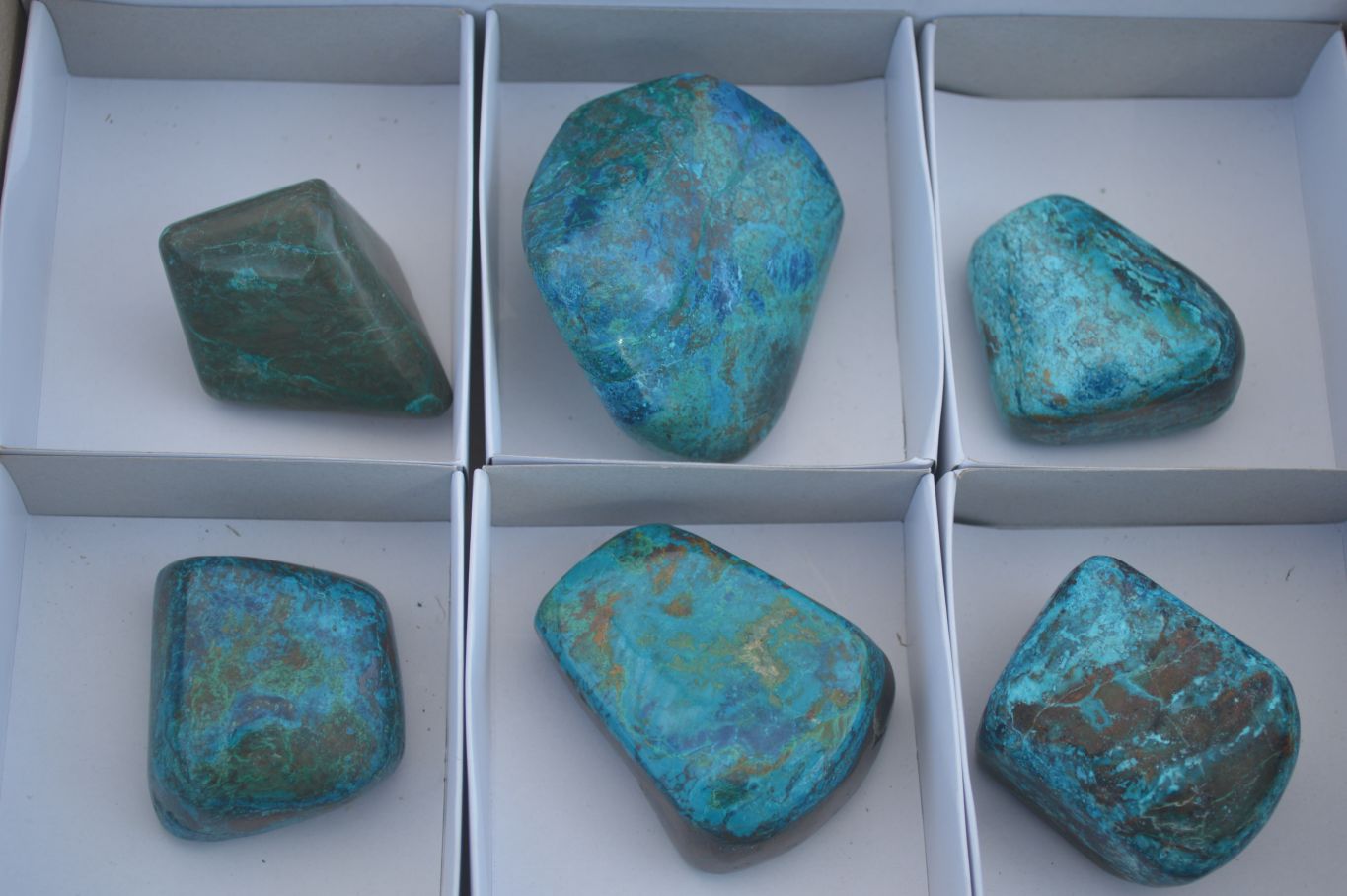 Polished Blue Shattuckite Free Forms  x 6 From Kaokoveld, Namibia - Toprock Gemstones and Minerals 