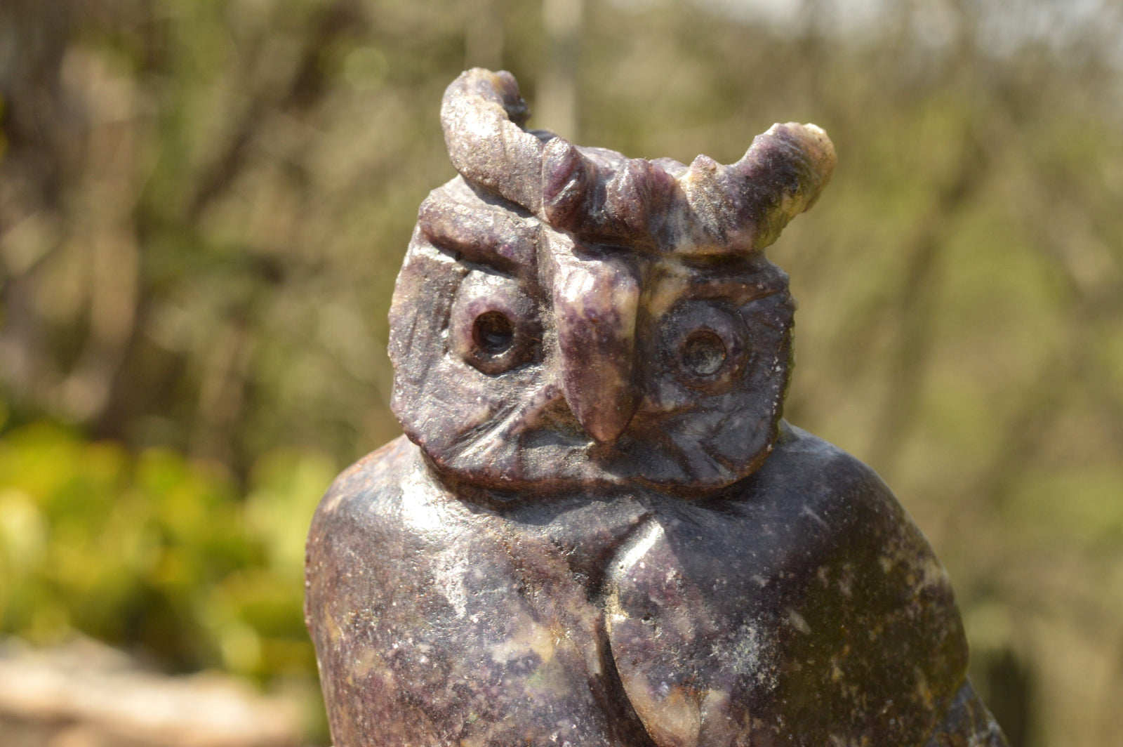 Polished Hand Carved Beautiful Purple Lepidolite Owl x 1 From Zimbabwe - TopRock