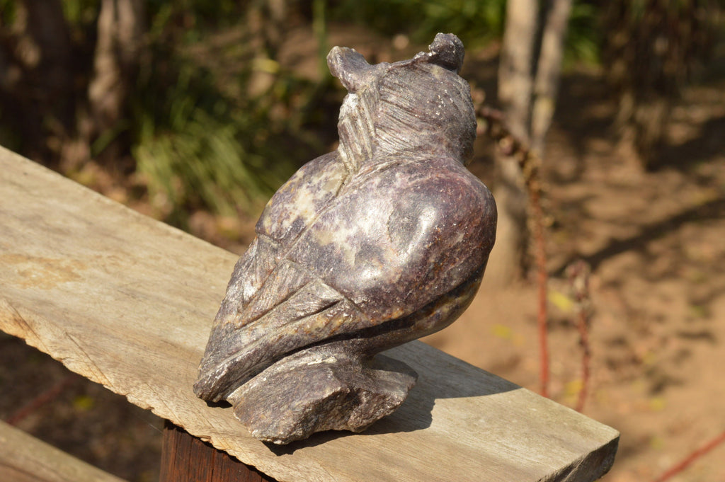Polished Hand Carved Beautiful Purple Lepidolite Owl x 1 From Zimbabwe - TopRock