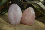Polished Rose Quartz Standing Free Forms x 2 From Antsirabe, Madagascar - Toprock Gemstones and Minerals 