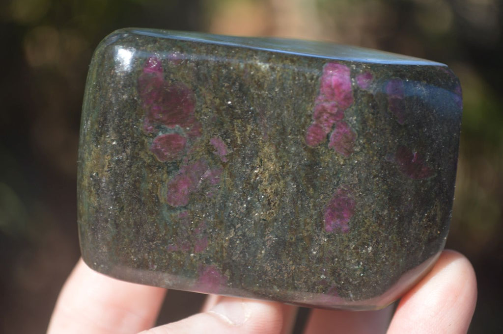 Polished Fluorescent Ruby Corundum In Chrome Verdite Free Forms x 4 From Zimbabwe - Toprock Gemstones and Minerals 