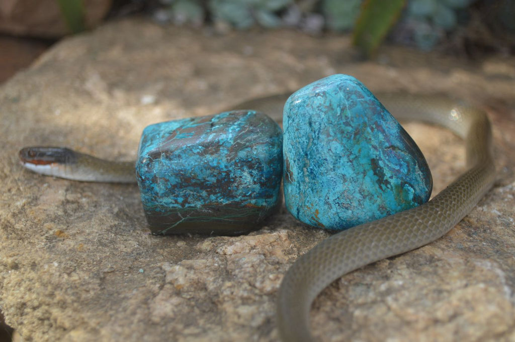 Polished Blue Shattuckite Free Forms  x 6 From Kaokoveld, Namibia - Toprock Gemstones and Minerals 