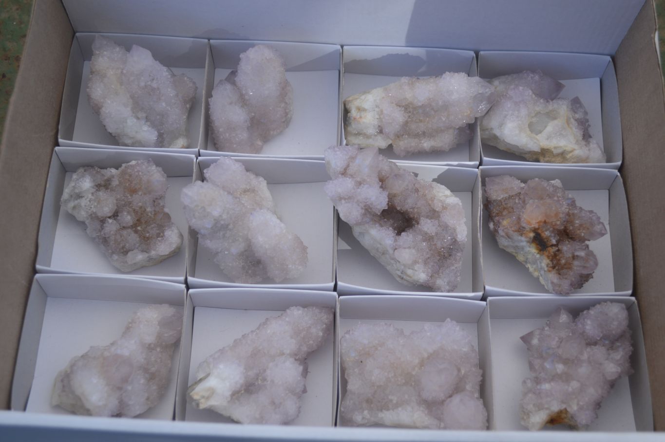 Natural Pale Lilac Spirit Quartz Clusters x 12 From Boekenhouthoek, South Africa - Toprock Gemstones and Minerals 
