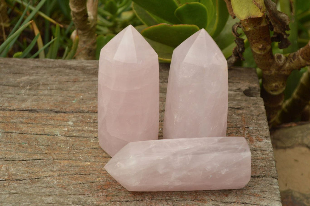 Polished Gemmy Pink Rose Quartz Towers  x 4 From Ambatondrazaka, Madagascar - TopRock