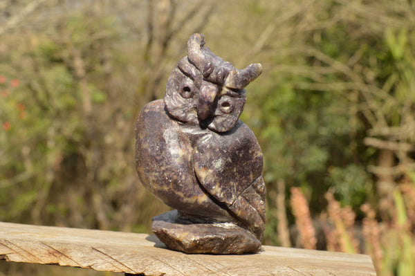 Polished Hand Carved Beautiful Purple Lepidolite Owl x 1 From Zimbabwe - TopRock