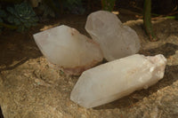 Polished Large Quartz Crystals x 3 From Madagascar - Toprock Gemstones and Minerals 