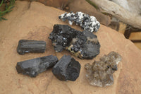 Natural Schorl Black Tourmaline Specimens x 6 From Erongo, Namibia - Toprock Gemstones and Minerals 