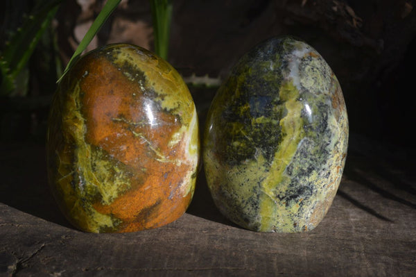 Polished Green Opal Standing Free Forms  x 3 From Madagascar - Toprock Gemstones and Minerals 