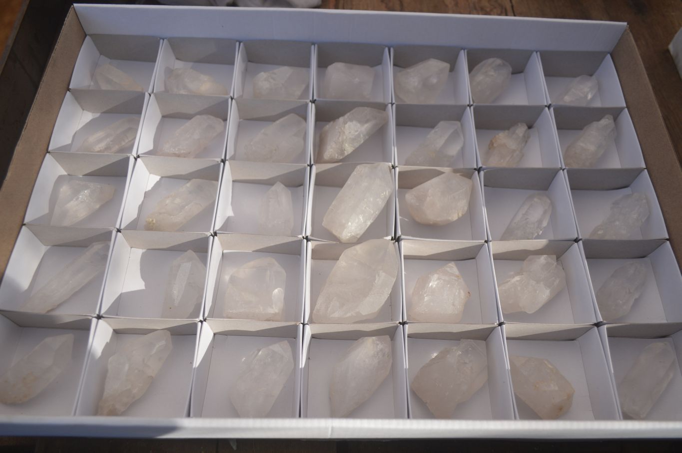 Natural Single Etched Clear Quartz Crystals x 35 From Mpika, Zambia - Toprock Gemstones and Minerals 