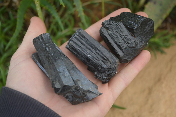 Natural Schorl Black Tourmaline Specimens x 6 From Erongo, Namibia