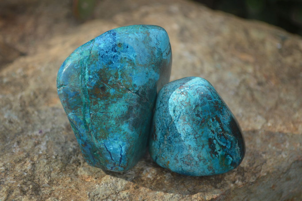 Polished Blue Shattuckite Free Forms  x 6 From Kaokoveld, Namibia - Toprock Gemstones and Minerals 