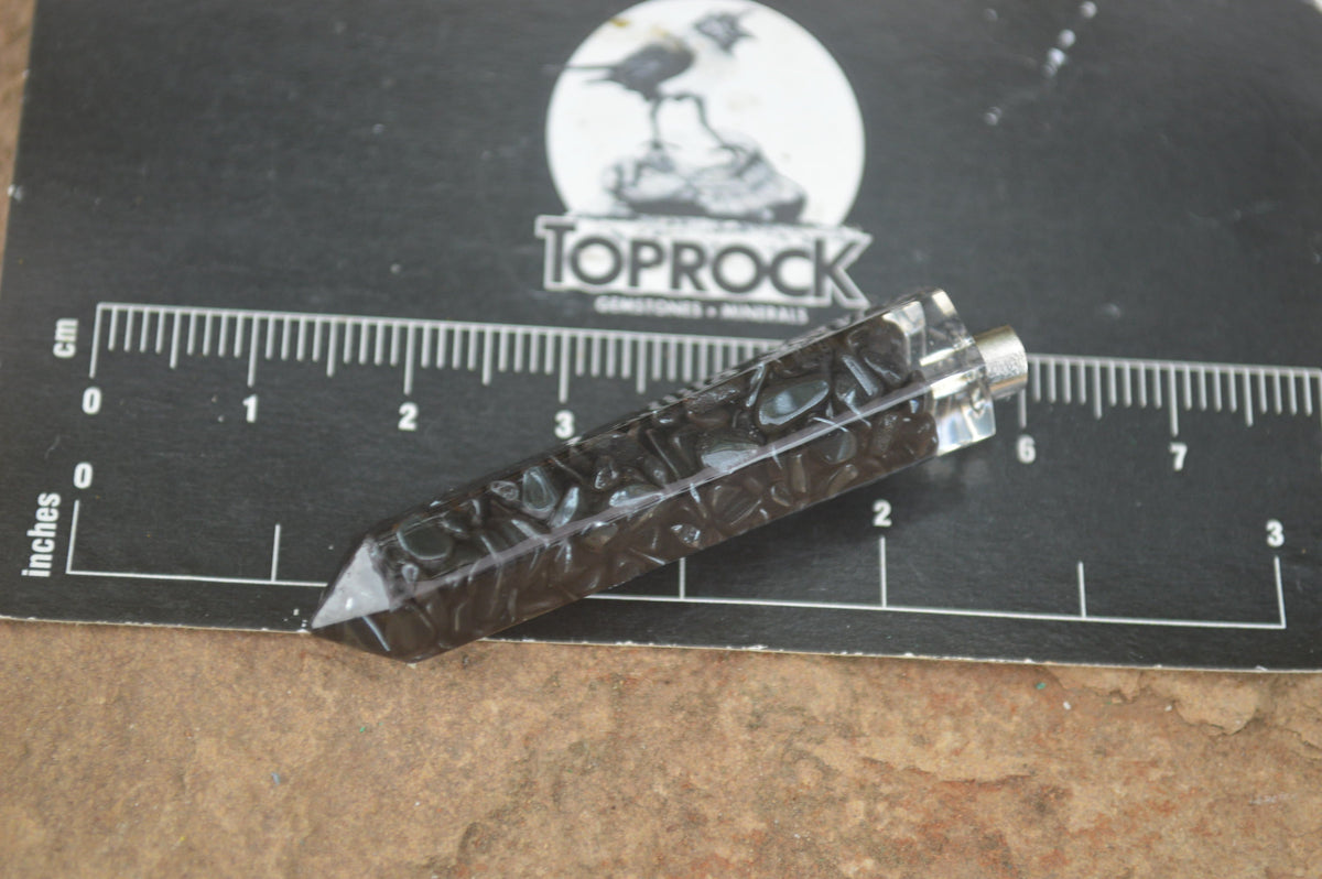 Polished Packaged Hand Crafted Resin Pendant with Hematite Chips - sold per piece - From Bulwer, South Africa - TopRock