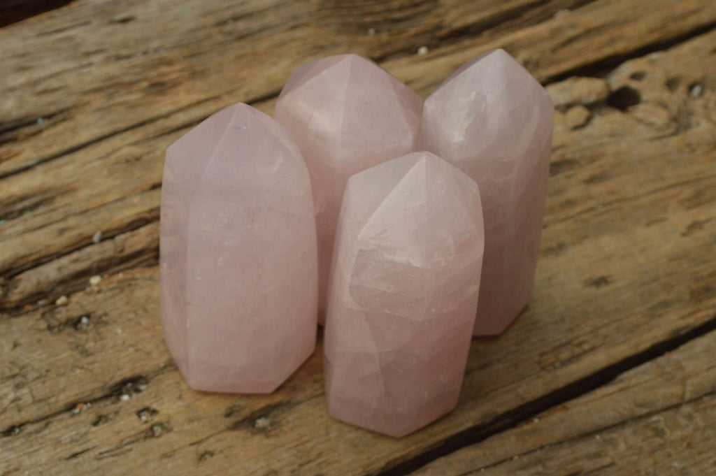 Polished Gemmy Pink Rose Quartz Towers  x 4 From Ambatondrazaka, Madagascar - TopRock