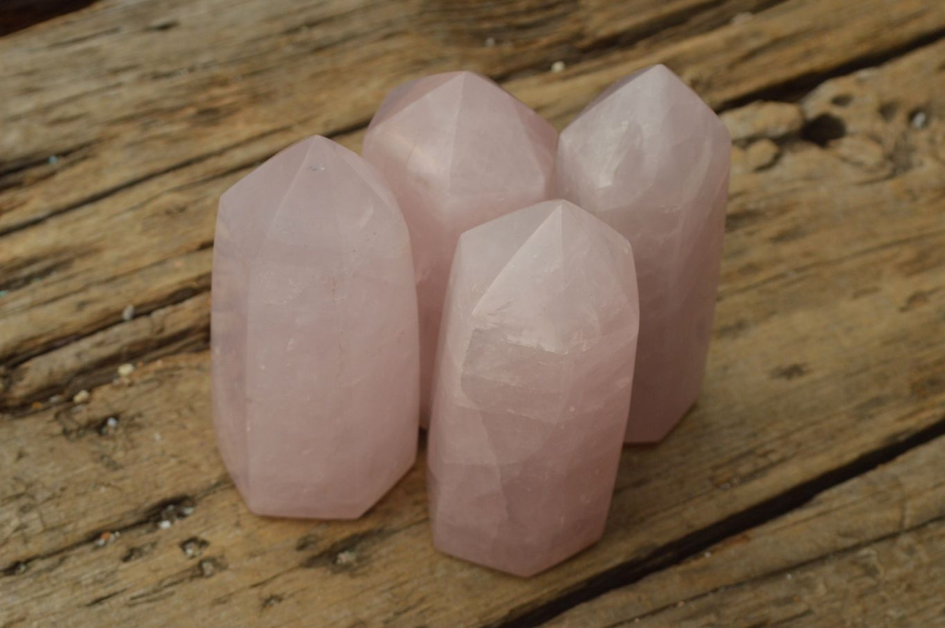 Polished Gemmy Pink Rose Quartz Towers  x 4 From Ambatondrazaka, Madagascar - TopRock