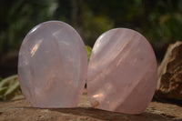 Polished Pink Rose Quartz Standing Free Forms x 2 From Ambatondrazaka, Madagascar - TopRock