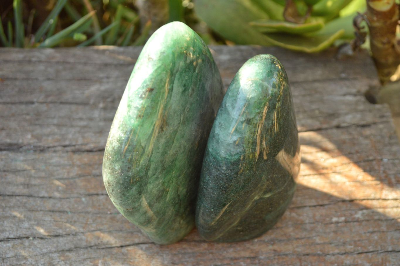 Polished Green Fuchsite Quartz Standing Free Forms x 2 From Madagascar - TopRock