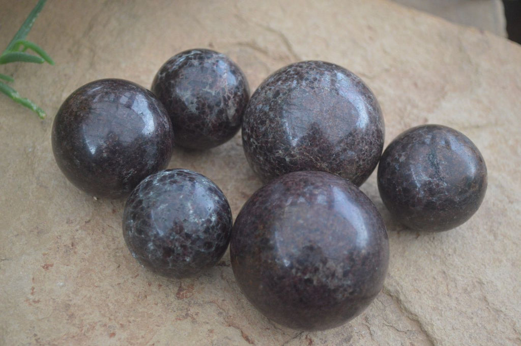 Polished Pyrope Red Garnet Matrix Spheres  x 6 From Madagascar - Toprock Gemstones and Minerals 