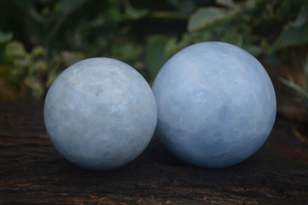 Polished Blue Calcite Spheres  x 3 From Ihadilalana, Madagascar - Toprock Gemstones and Minerals 