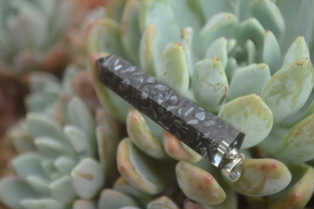 Polished Packaged Hand Crafted Resin Pendant with Hematite Chips - sold per piece - From Bulwer, South Africa - TopRock