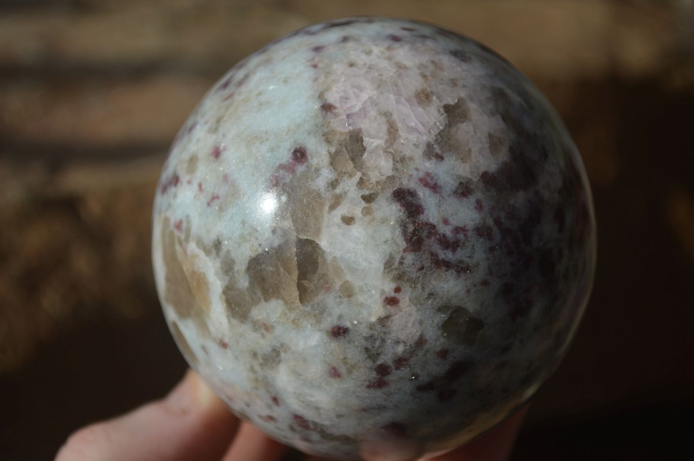 Polished Rubellite Pink Tourmaline Matrix Spheres x 3 From Madagascar - Toprock Gemstones and Minerals 