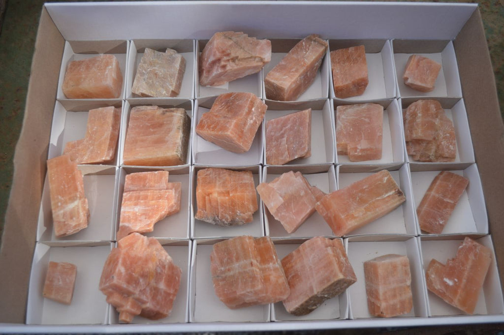 Natural New Sunset Orange Calcite Specimens  x 24 From Namibia - Toprock Gemstones and Minerals 