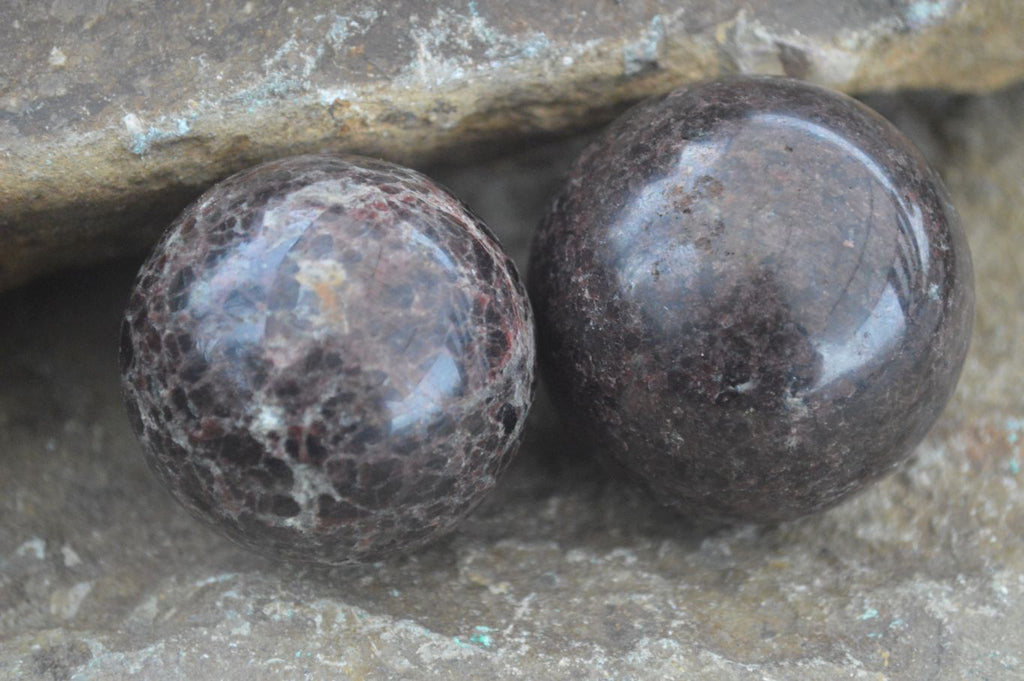 Polished Pyrope Red Garnet Matrix Spheres  x 6 From Madagascar - Toprock Gemstones and Minerals 