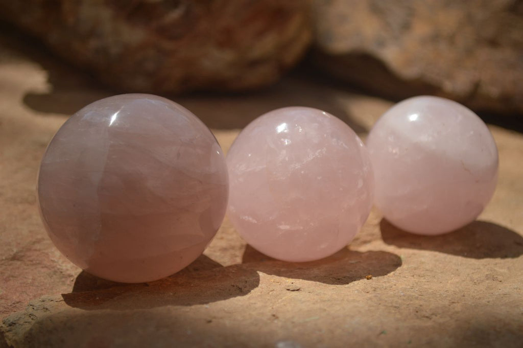 Polished Pink Rose Quartz Spheres  x 6 From Ambatondrazaka, Madagascar - TopRock