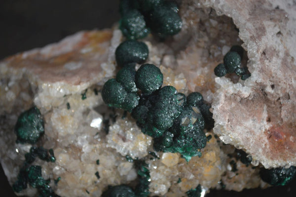 Natural Rare Ball Malachite On Drusy Quartz & Dolomite Matrix  x 1 From Congo - Toprock Gemstones and Minerals 