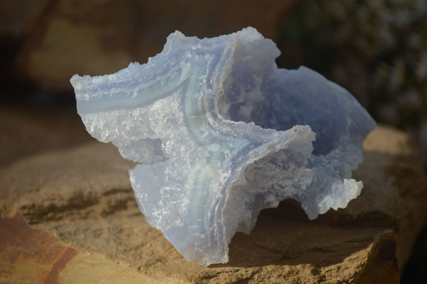 Natural Etched Blue Chalcedony Specimens x 4 From Nsanje, Malawi - Toprock Gemstones and Minerals 
