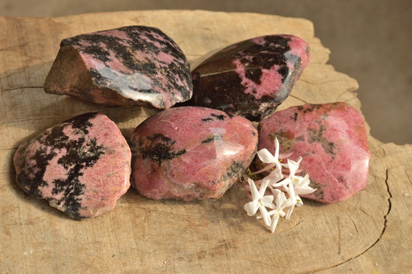 Polished One Sided Rhodonite Free Forms  x 5 From Ambindavato, Madagascar - TopRock