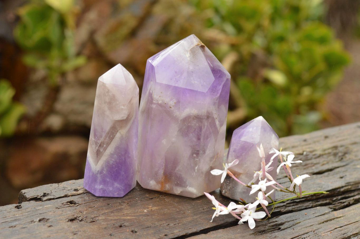 Polished Gemmy Dream Amethyst Points With Smokey Patterns  x 3 From Madagascar - TopRock
