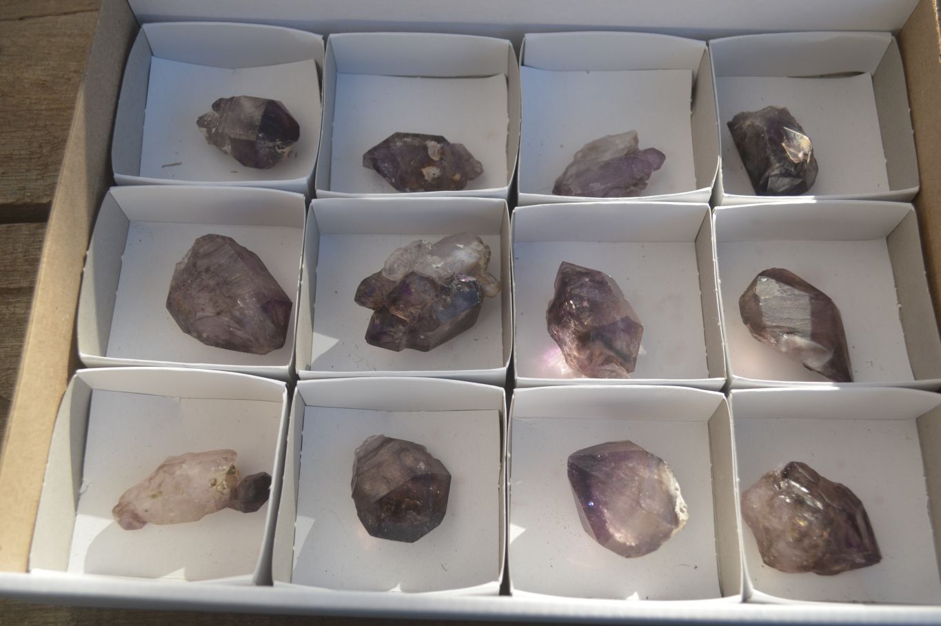 Natural Smokey Window Amethyst Crystals  x 12 From Chiredzi, Zimbabwe - Toprock Gemstones and Minerals 