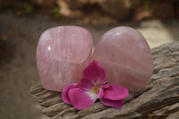 Polished Pink Rose Quartz Standing Free Forms x 2 From Ambatondrazaka, Madagascar - TopRock
