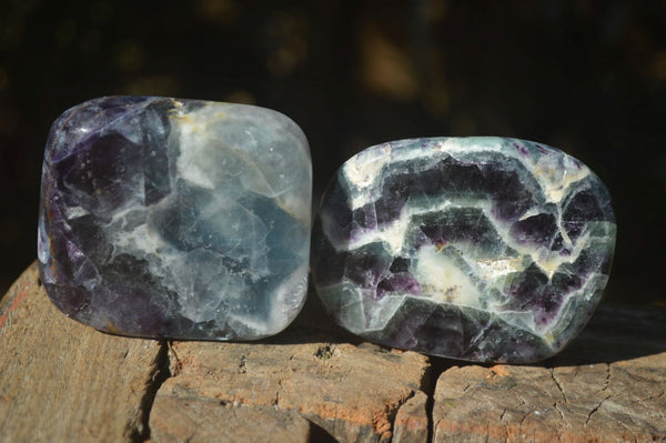 Polished Semi Translucent Watermelon Fluorite Free Forms  x 6 From Uis, Namibia - Toprock Gemstones and Minerals 