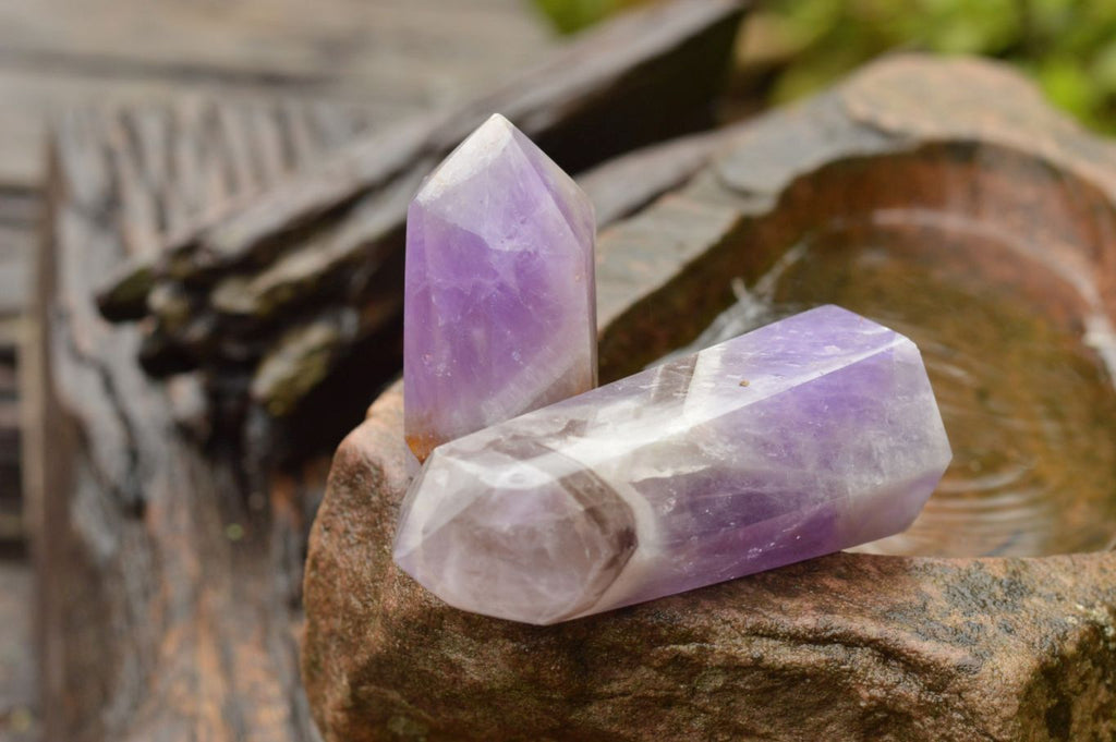 Polished Gemmy Dream Amethyst Points With Smokey Patterns  x 3 From Madagascar - TopRock