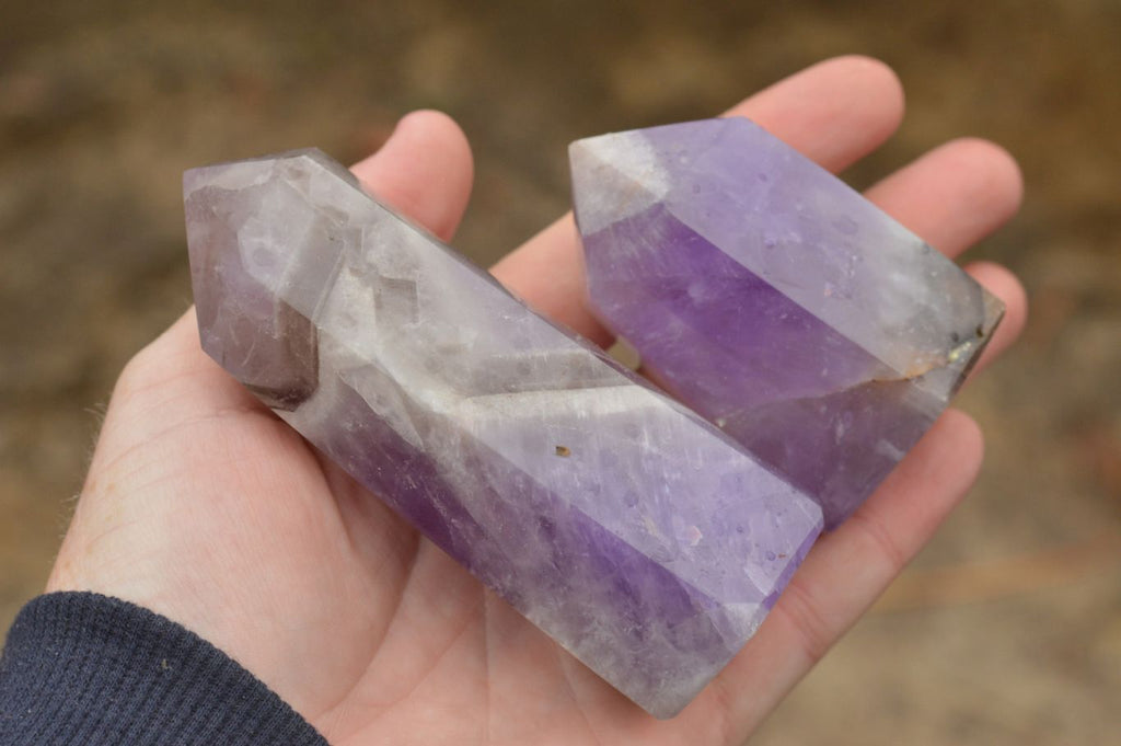 Polished Gemmy Dream Amethyst Points With Smokey Patterns  x 3 From Madagascar - TopRock