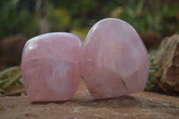 Polished Pink Rose Quartz Standing Free Forms x 2 From Ambatondrazaka, Madagascar - TopRock