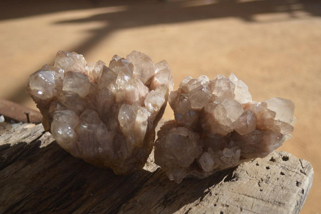 Natural Cascading Smokey Phantom Quartz Clusters x 2 From Luena, Congo - Toprock Gemstones and Minerals 