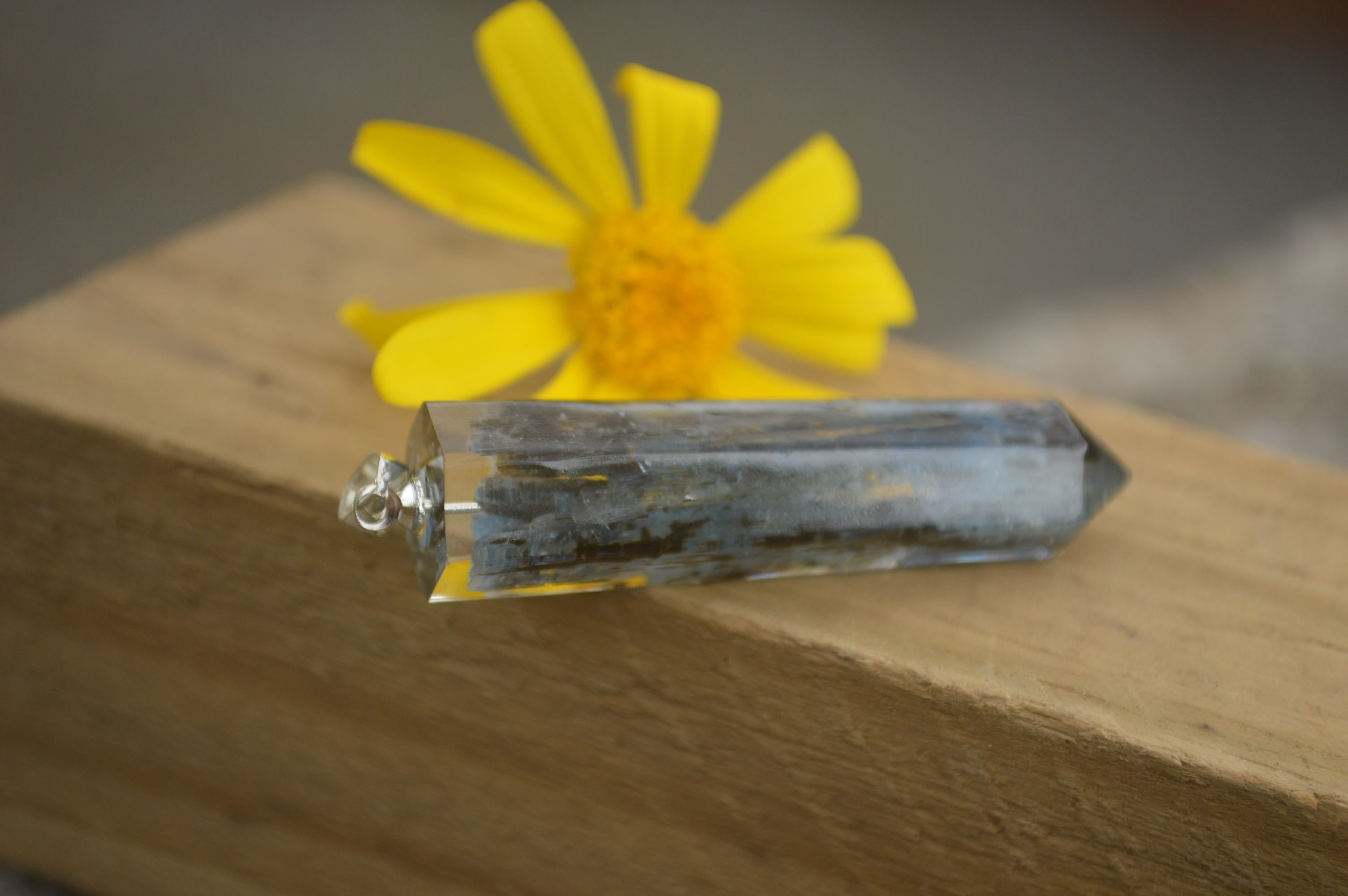 Polished Packaged Hand Crafted Resin Pendant with Kyanite Chips - sold per piece - From Bulwer, South Africa - TopRock