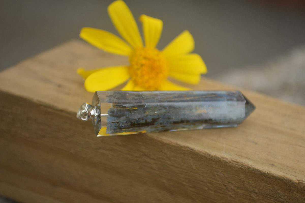 Polished Packaged Hand Crafted Resin Pendant with Kyanite Chips - sold per piece - From Bulwer, South Africa - TopRock