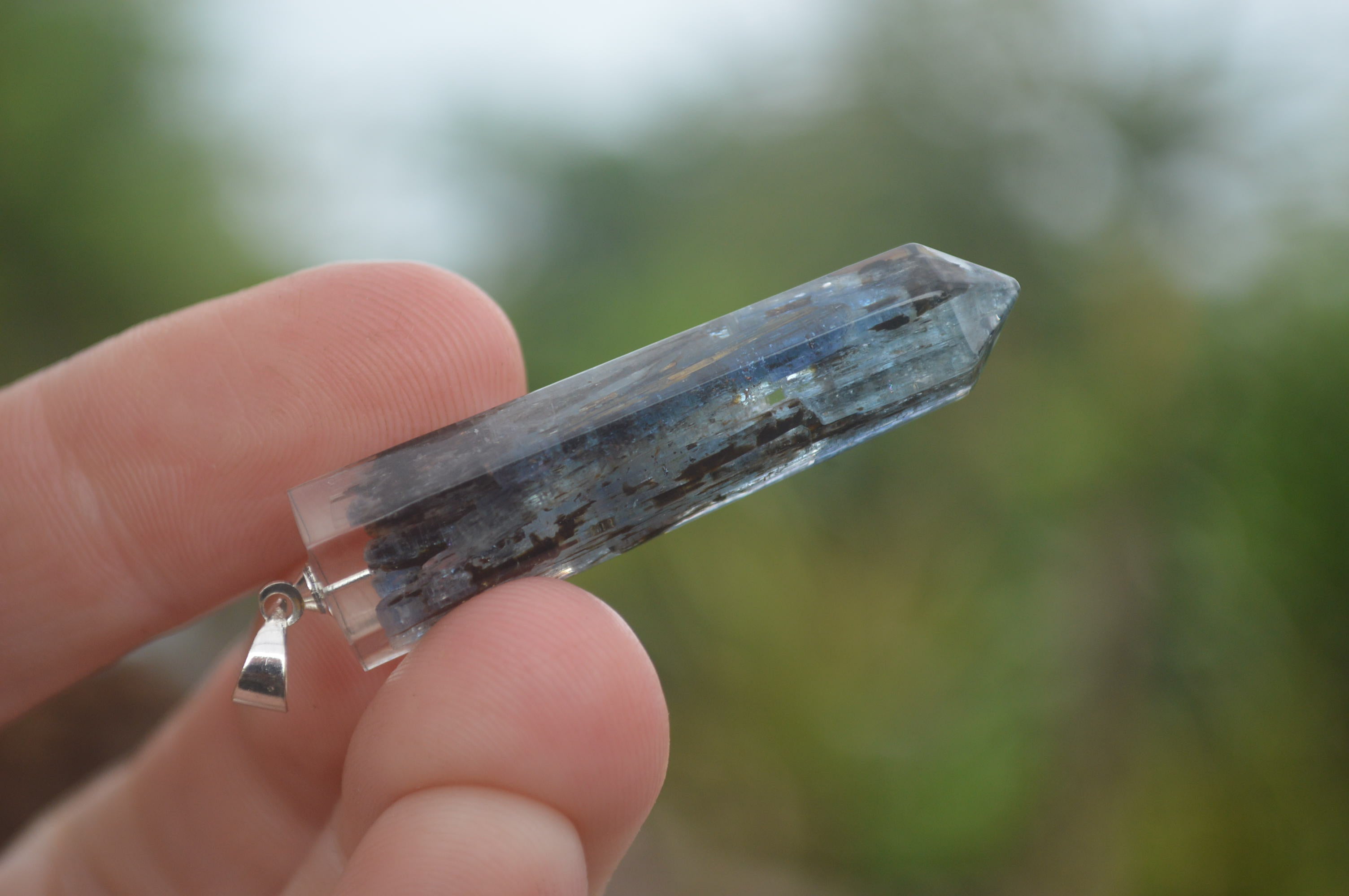 Polished Packaged Hand Crafted Resin Pendant with Kyanite Chips - sold per piece - From Bulwer, South Africa - TopRock