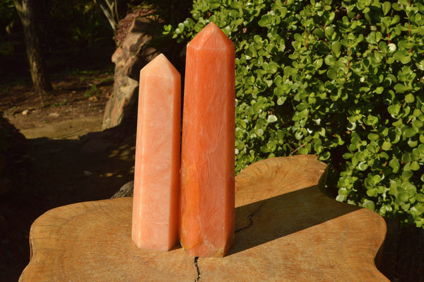 Polished Tall Orange Calcite Towers (Best Quality in Decades!) x 2 From Madagascar - TopRock