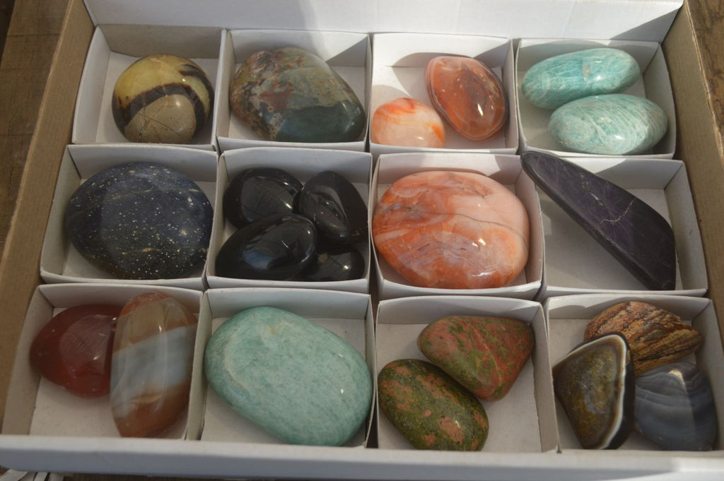 Polished Mixed Selection Of Galet / Palm Stones x 21 From South Africa - Toprock Gemstones and Minerals 