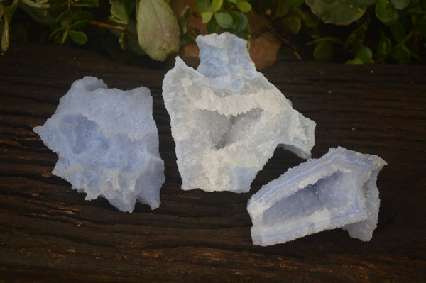 Natural Etched Blue Chalcedony Specimens  x 3 From Nsanje, Malawi - Toprock Gemstones and Minerals 
