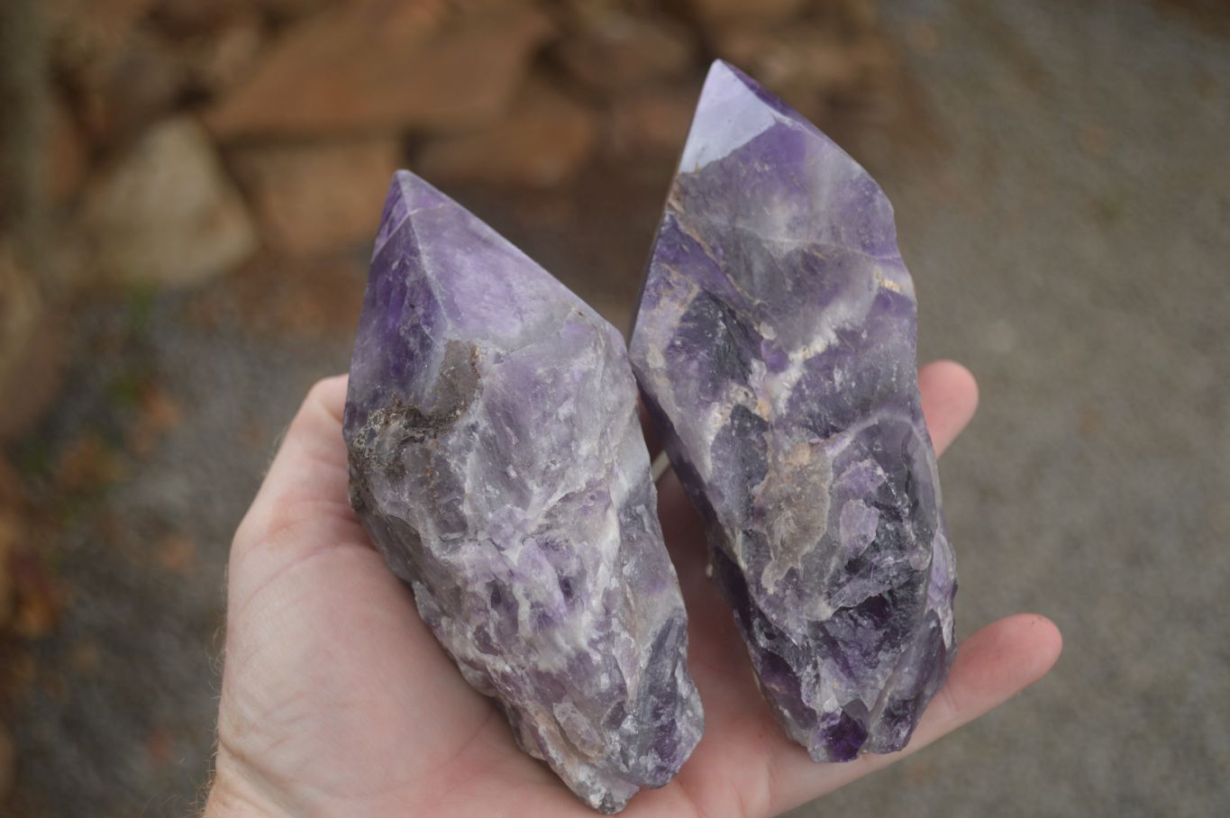 Polished "Witches Hat" Amethyst Crystals  x 4 From Zambia - TopRock